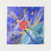 バーズタペストリーの女の子ファンタジー タペストリー (正面)