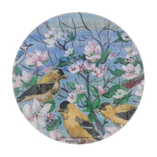 バーズニューコレクションオリジナルハンドア色彩の鮮やかート カッティングボード (正面)