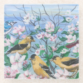 バーズニューコレクションオリジナルハンドア色彩の鮮やかート ガラスコースター