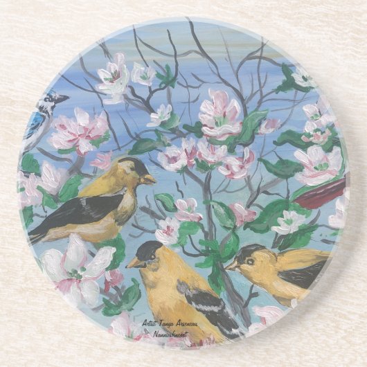 バーズニューコレクションオリジナルハンドア色彩の鮮やかート コースター (正面)