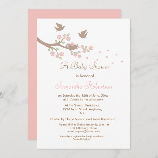 バーズネストベビーシャワー招待状 招待状 (正面/裏面)