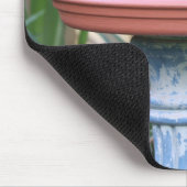 バーズバスで黄色い胸のフィンチ マウスパッド (コーナー)