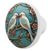 バーズフラワーズアールヌーボーインスパイア自然プリント セラミックノブ (右)