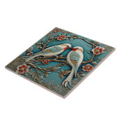 バーズフラワーズアールヌーボーインスパイア自然プリント タイル (側面)