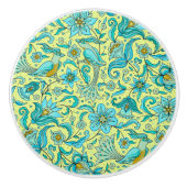 バーズ フラワーズ ブルース イエロー セラミックノブ (正面)