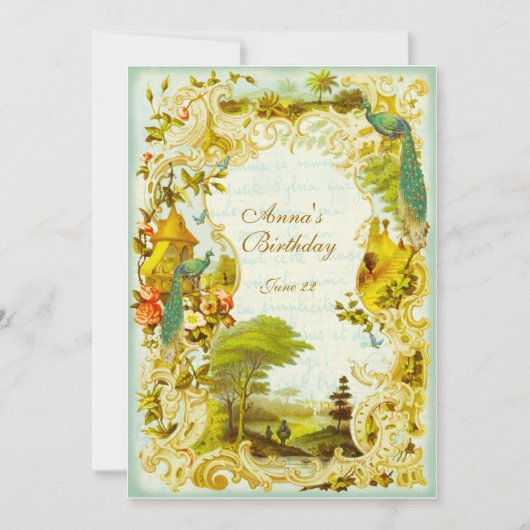 バーセイルズの孔雀の庭園の結婚式かイベント 招待状 (正面)