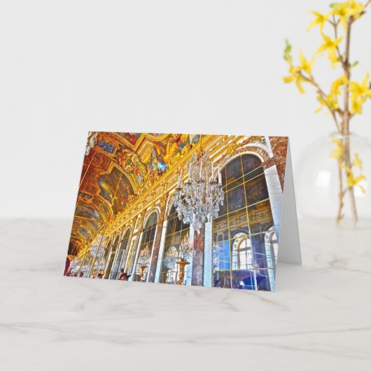 バーセイルズの宮殿を特色にするパリのメッセージカード カード (黄色い花)