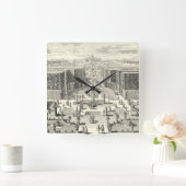 バーセイルズの庭の噴水の油絵 スクエア壁時計 (ホーム)