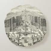 バーセイルズの庭の噴水の油絵 ラウンドクッション (裏面)