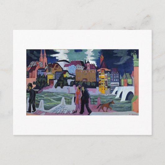 バーゼルとラインの眺め、エルンスト・ルートヴィヒ・カーチナー シーズンポストカード (正面)