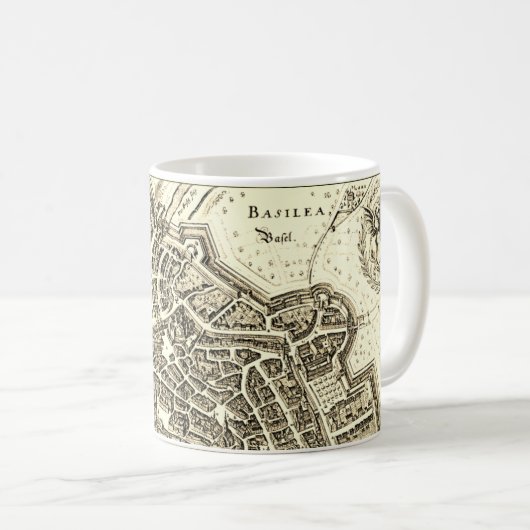バーゼルのヴィンテージ地図(1642年) コーヒーマグカップ (正面右)