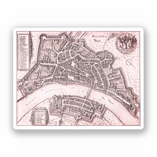 バーゼルのヴィンテージ地図(1642年) シール (正面)