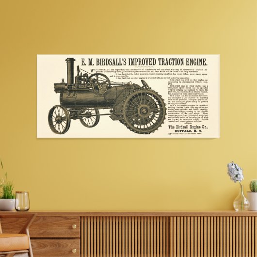 バーゼルの蒸気トラクションエンジン1889ファームトラクター キャンバスプリント (インサイチュ (リビング))