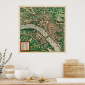 バーゼルヴィンテージスイスの地図(1572) ポスター (キッチン)