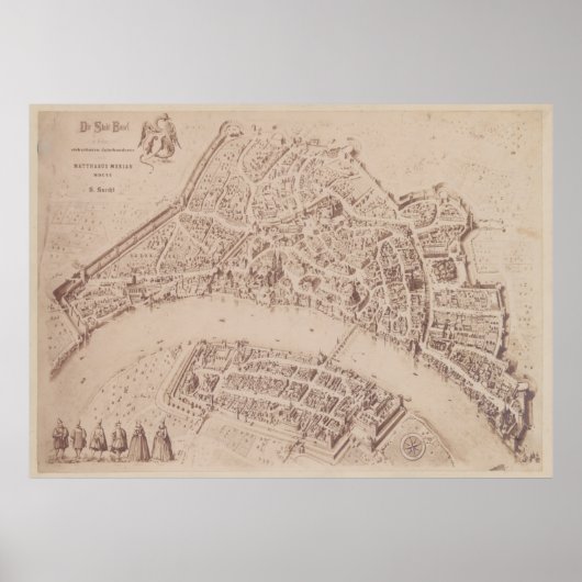 バーゼルヴィンテージスイスの地図(1873年) ポスター (正面)