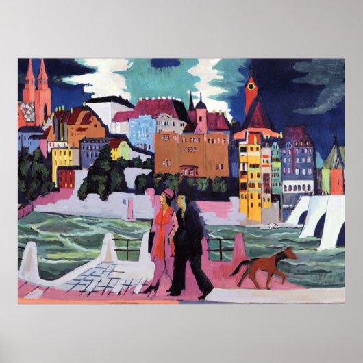 バーゼル川とライン川の眺め ポスター (正面)