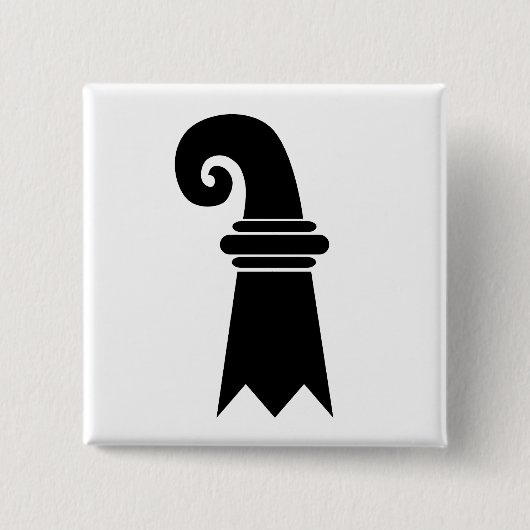 バーゼル、スイス連邦共和国の旗 缶バッジ (正面)