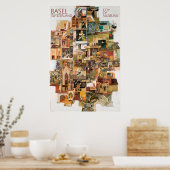 バーゼル。スイス、博物館の街、旅行ポスター ポスター (キッチン)