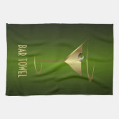 バータオルグリーンと金ゴールドマルチニガラス キッチンタオル (横)