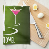 バータオルグリーンカクテルマルティニグラス キッチンタオル (四つ折り)