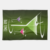 バータオルグリーンカクテルマルティニグラス キッチンタオル (横)