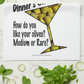 バータオルズディナー！オリーブ？中かレアか キッチンタオル (折り畳み)