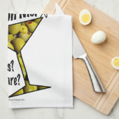 バータオルズディナー！オリーブ？中かレアか キッチンタオル (四つ折り)