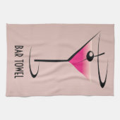 バータオルピンクマルティニカクテルグラス キッチンタオル (横)