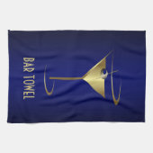 バータオルブルーと金ゴールドマルチニガラス キッチンタオル (横)