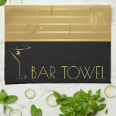 バータオルミュージックノートとマルティーニカクテルパーティー キッチンタオル (折り畳み)