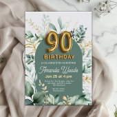 バーダントフローラ金ゴールド90誕生日 招待状