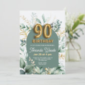 バーダントフローラ金ゴールド90誕生日 招待状 (スタンド正面)