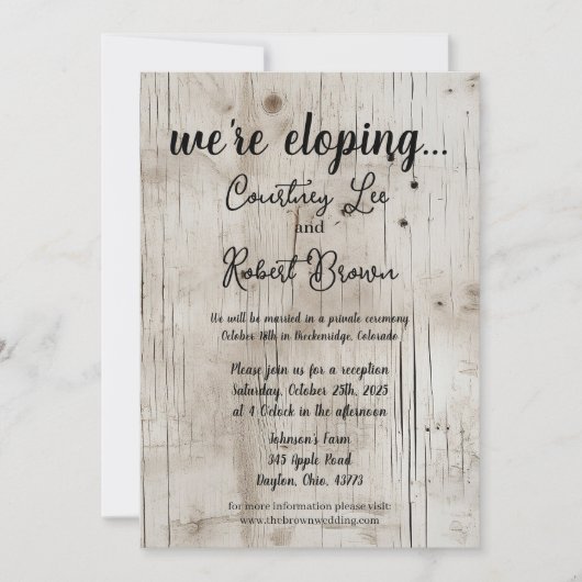 バーチウッドの駆け落ち宣言 招待状 (正面)