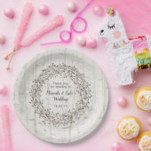 バーチウッド結婚のデコール、素朴な樺の木ウッドリース ペーパープレート (パーティー)