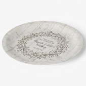 バーチウッド結婚のデコール、素朴な樺の木ウッドリース ペーパープレート (アングル)