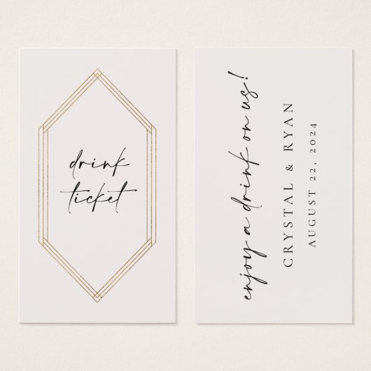 バーチケットドリンクトークン結婚式レセプションカードC100 (正面&裏面)