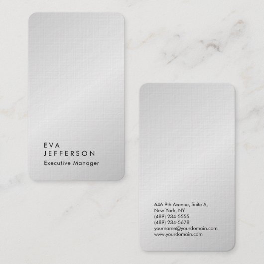 バーチッエレガントクモダン・プレミアム・リネン・シルバーグレー 名刺 (正面/裏面)