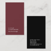 バーチッエレガントク・ワインレッド・ブラック・プレーン・マネージャー 名刺 (正面/裏面)