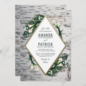 バーチツリー ラスティック カラー リリー 結婚式招待状 招待状 (正面/裏面)