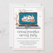バーチャルかぼちゃのくりぬき | ハロウィンパーティ 招待状 (正面)