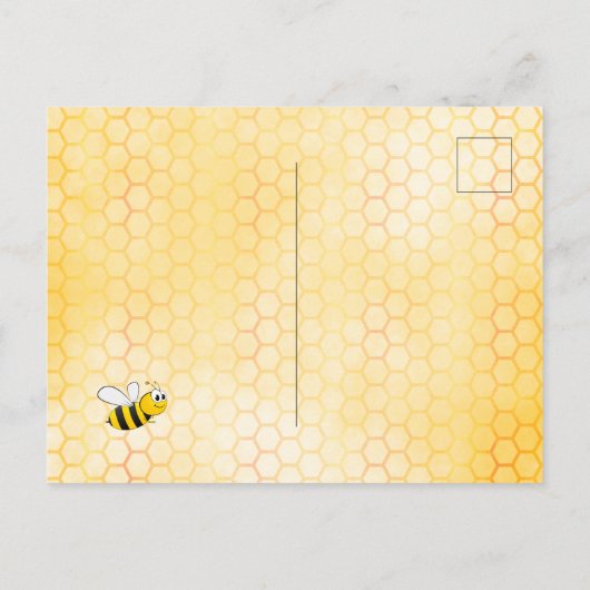 バーチャルかわいいミツバチひまわり赤ちゃんシャワー招待 ポストカード (裏面)