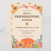 バーチャルなカボチャひまわりの花とディナー 招待状 (正面/裏面)