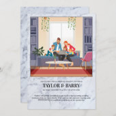 バーチャルウェディングシャワーマーブル招待状 招待状 (正面/裏面)