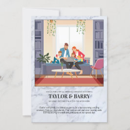 バーチャルウェディングシャワーマーブル招待状 招待状