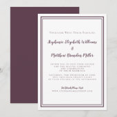 バーチャルウェディング パープル＆ホワイト ミニマル オンライン 招待状 (正面/裏面)