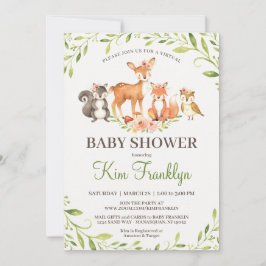 バーチャルウッドランドベビーシャワー招待状 案内状