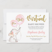 バーチャルエレファントベビーシャワーガール 招待状 (正面)