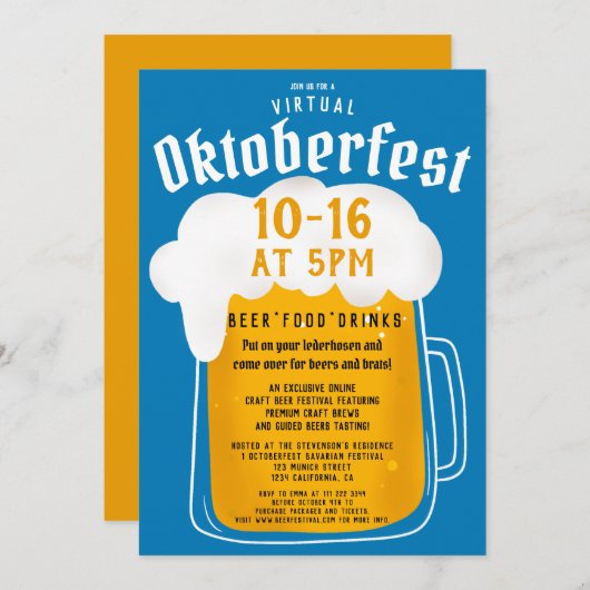 バーチャルオクトーバーフェストビールフェスティバルパーティーバイエルン 招待状 (正面/裏面)