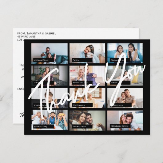 バーチャルオンライン誕生日カスタム12枚写真ありがとう ポストカード (正面/裏面)