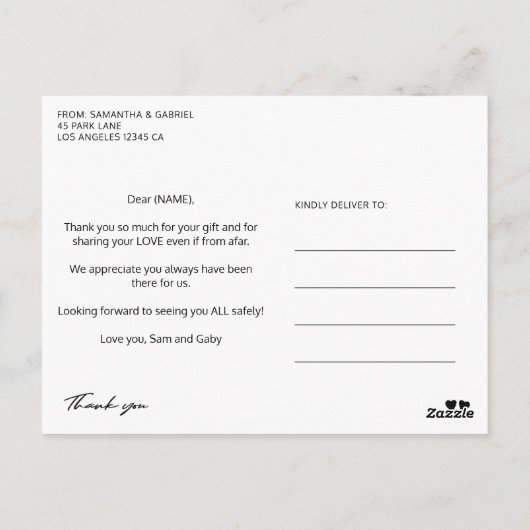 バーチャルオンライン誕生日カスタム12枚写真ありがとう ポストカード (裏面)